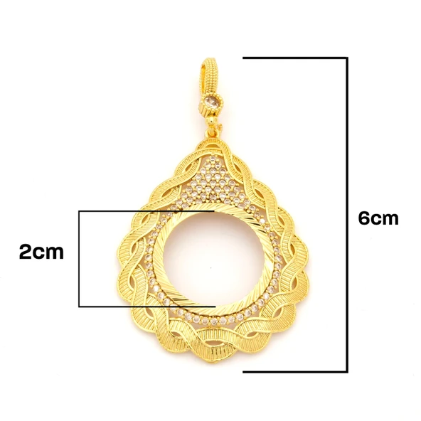 Yarım Altın Çerçeveli Kolye Ucu Altın Kaplama İşlemeli TGR-706 - Resim 3