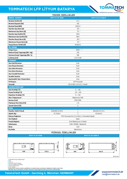 TommaTech Modüler Serisi 51.2V 102AH G2 LFP Lityum Batarya - 3