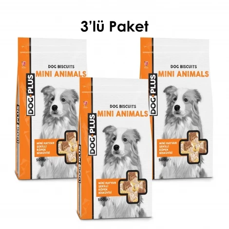 DogPlus Hayvan Şekilli Ödül Bisküvisi 500 gr x 3 Adet