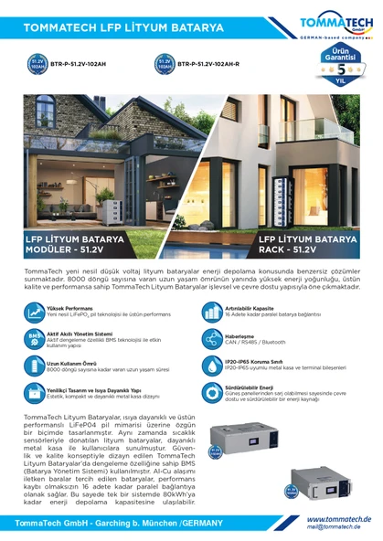 TommaTech Modüler Serisi 51.2V 102AH G2 LFP Lityum Batarya - 2