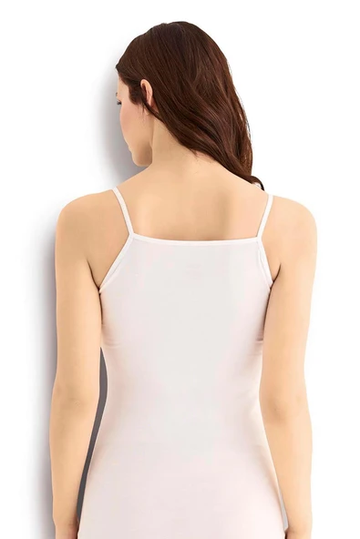 Jiber Kadın Likralı Pamuklu İp Askılı Atlet - 4