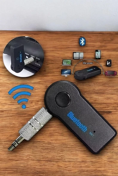 Tüm Araçlara Uyumlu Aux Car Bluetooth Kablosuz Araç Bağlantı Kiti - 2