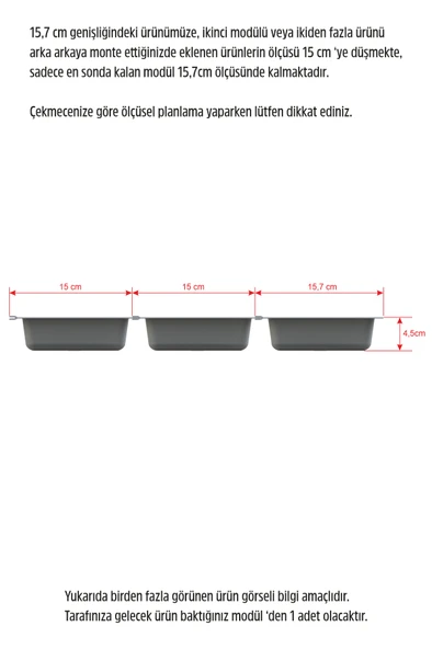 Mutfak Çekmece Içi Tek Bölmeli Kepçelik-Kaşıklık 16cmX48cm(Boydan 4cm Kesilebilir) - 7