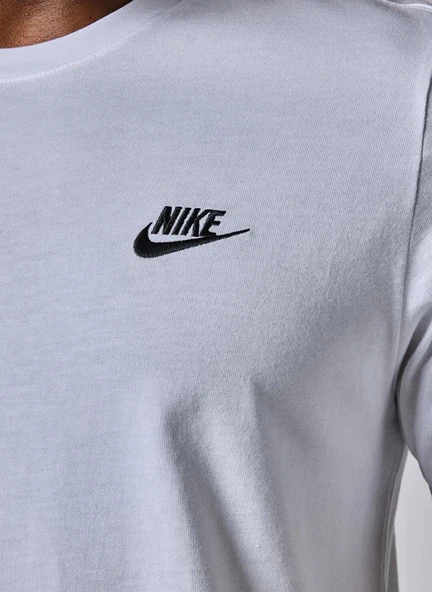 Nike Men Fit Beyaz Tişört Sportswear Club T-Shirt - 4