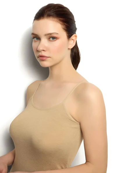 Jiber Kadın Likralı Pamuklu İp Askılı Atlet - 9