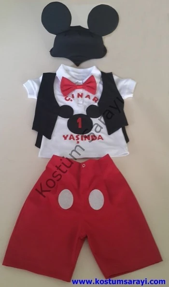 Bebek Mickey Mouse Doğum Günü Kostümü - Resim 3