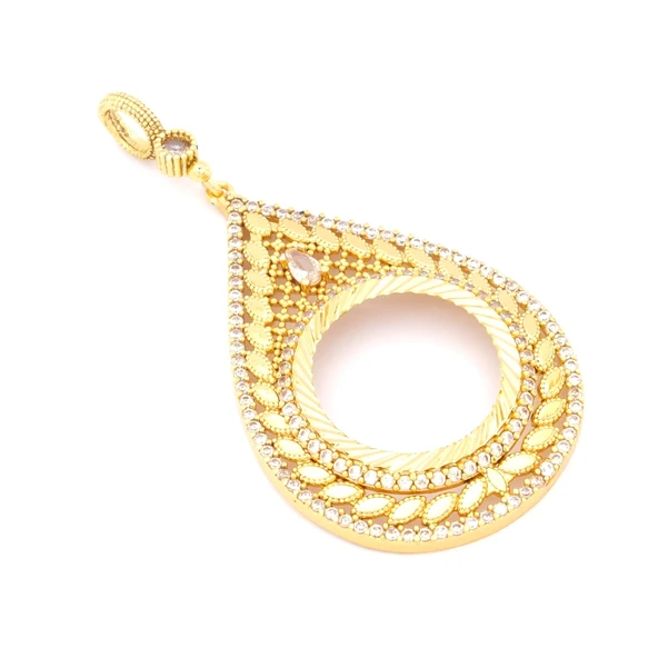 Yarım Altın Çerçeveli Kolye Ucu Altın Kaplama İşlemeli TGR-712 - Resim 4