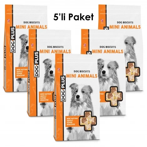 DogPlus Hayvan Şekilli Ödül Bisküvisi 500 gr x 5 Adet