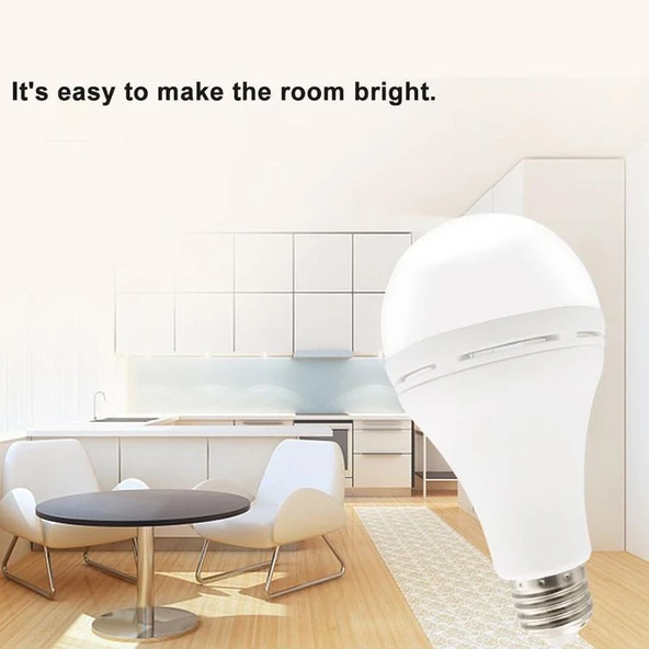Elektrik Kesilince de Çalışan 9 Watt Led Ampul, Şarjlı Led Ampul Kendini Şarj Eden E27 Duy Led Ampul - 4