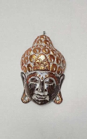 Buda Maske Ahşap El Yapımı 21cm Duvar Bahçe Cafe Kapı Süsleri
