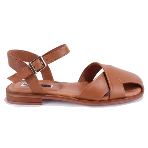 Dagoster DZA07-60216243 Taba Günlük Ortopedik Deri Spor Kadın sandalet - Resim 2