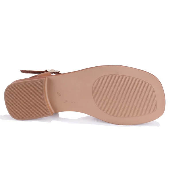 Dagoster DZA07-60216243 Taba Günlük Ortopedik Deri Spor Kadın sandalet - Resim 4