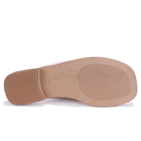 Dagoster DZA07-60216229 Bej Günlük Ortopedik Deri Spor Kadın Terlik - Resim 4