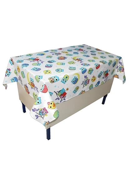 Baykuş Desenli Öğretmen Masa Örtüsü (Pamuklu-Düz) - 2