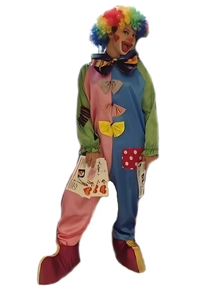 Palyaço Kostümü Yetişkin Model-7 | Papyonlu Yetişkin Palyaço Kostümü - Resim 2