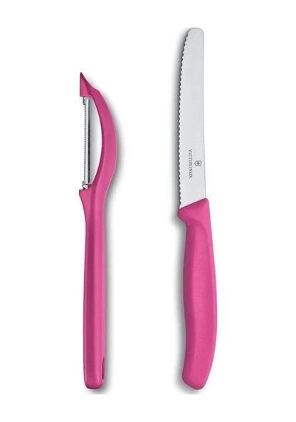 Victorinox Pembe Büyük Bıçak ve Soyacak Seti