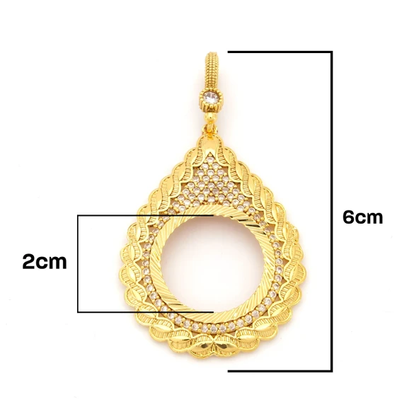 Yarım Altın Çerçeveli Kolye Ucu Altın Kaplama İşlemeli TGR-708 - Resim 3