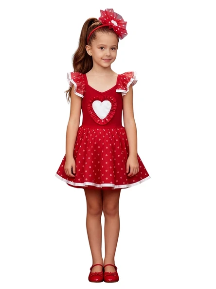 Kalpli Tüllü Kırmızı Elbise - 2