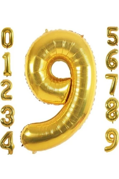 9 Yaş Doğum Günü Parti Kutlama Rakam Folyo Balon Altın Renk 36 Cm 16 Inç - 3