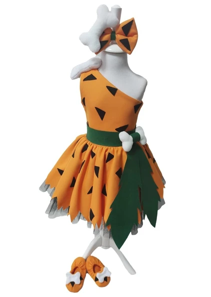 Taş Devri Çakıl Kız Çocuk Kostümü - Resim 2