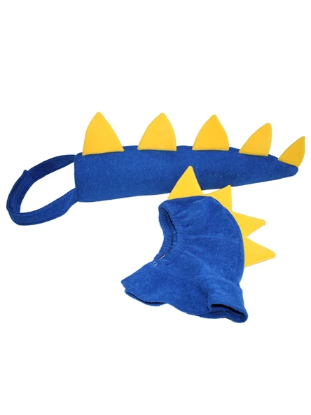 Dinozor Kostüm Set Mavi | Dinozor Kuyruk Başlık Set Mavi - Resim 2