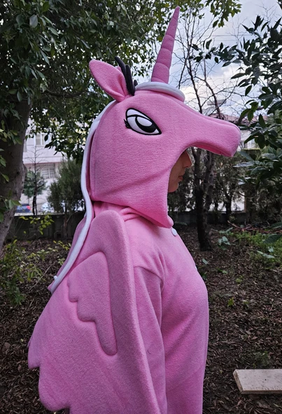 Unicorn Kostümü Yetişkin | Unicorn Pijama Tulum Kostüm Pembe - Resim 2