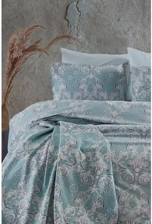 COTTON LİFE ÇİFT KİŞİLİK PİKE TAKIMI MARBELL MAVİ - 2