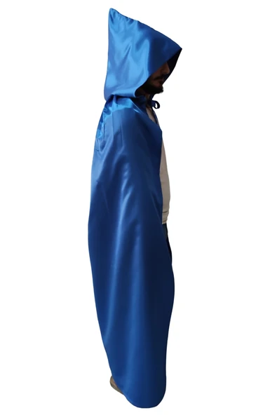 Mavi Renkli Kapüşonlu Pelerin - Resim 4