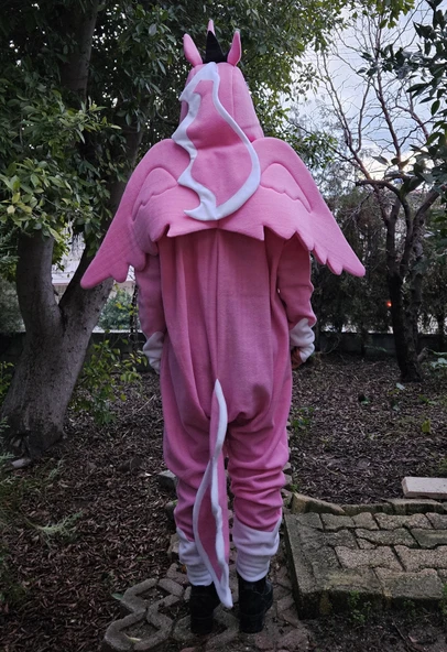 Unicorn Kostümü Yetişkin | Unicorn Pijama Tulum Kostüm Pembe - Resim 4