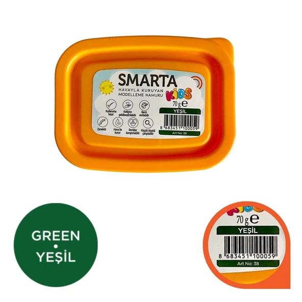 Smarta Kids Modelling Clay 70gr Hava İle Kuruyan Modelleme Hamuru Yeşil / 30000038