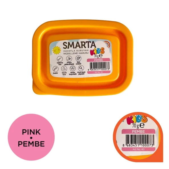 Smarta Kids Modelling Clay 70gr Hava İle Kuruyan Modelleme Hamuru Pembe / 30000040