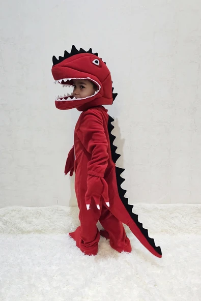 T-Rex Dinozor Kostümü Kırmızı | Dinozor Kostümü Çocuk - 2