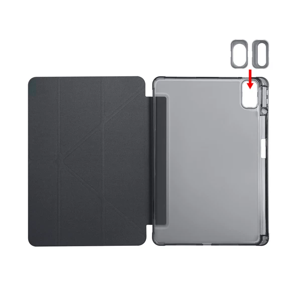 Huawei MatePad SE 11 inç Uyumlu Kalemlikli Uyku Modlu Standlı Fuchsia Trifolding Tablet Kılıfı - Resim 3