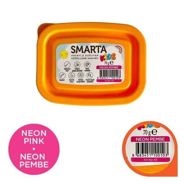Smarta Kids Modelling Clay 70gr Hava İle Kuruyan Modelleme Hamuru Neon Pembe / 30000043