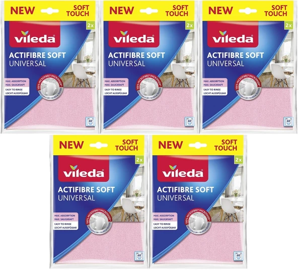 Vileda Actifibre Soft Universal New Soft Touch (Paket içi 2 Li) (5 Li Set)