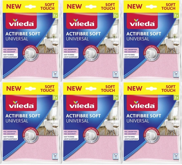 Vileda Actifibre Soft Universal New Soft Touch (Paket içi 2 Li) (6 Lı Set)