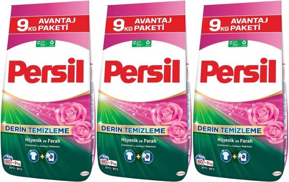 Persil Matik Toz Çamaşır Deterjanı 27KG Gülün Büyüsü (3PK*9KG) (180 Yıkama)