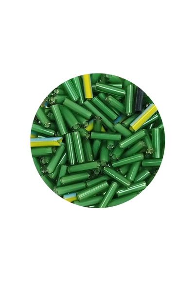 Uzun Boru Kesme Boncuk Çap 2mm Uzunluk 10 mm - 60 Gram - Yeşil - BNC295 - 2