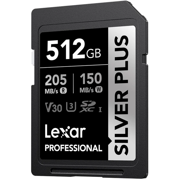 LEXAR 512GB LSDSIPL512G-BNNNG SD PROFESSIONAL SILVER PLUS SDXC UHS-I CARDS UP TO 205MB/S READ 150MB/S WRITE C10 V30 U3 - 2