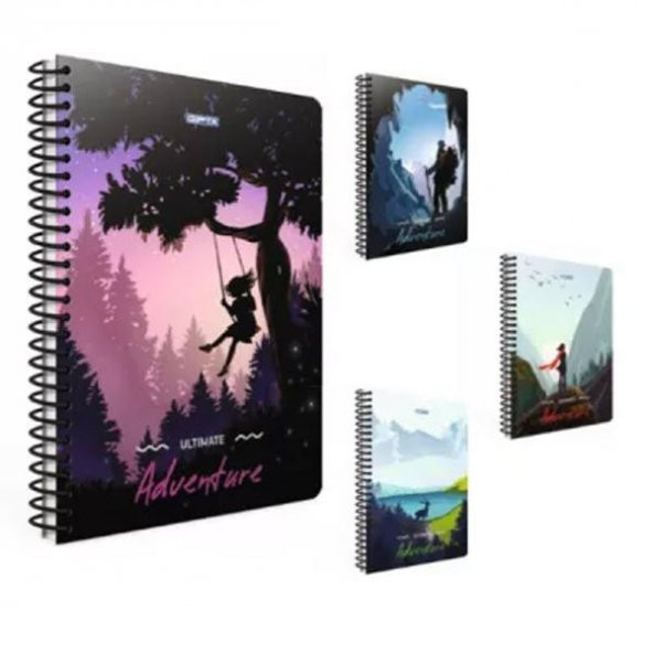 Gıpta Adventure 17x24 Kareli Spiralli Plastik Kapaklı 80 Yaprak Defter