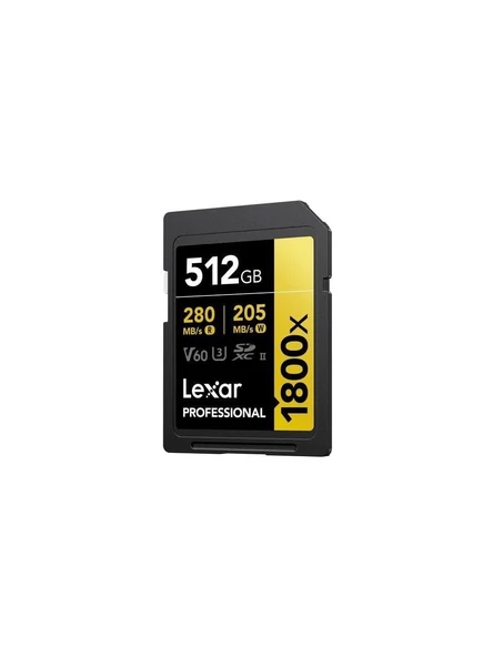 LEXAR 512GB LSD1800512G-BNNNG SD PROFESSIONAL 1800X SDXC UHS-II CARDS UP TO 280MB/S READ 210MB/S WRITE C10 V60 U3 - 3