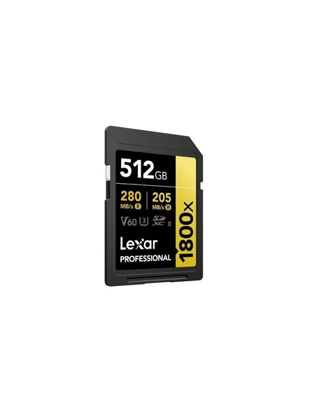 LEXAR 512GB LSD1800512G-BNNNG SD PROFESSIONAL 1800X SDXC UHS-II CARDS UP TO 280MB/S READ 210MB/S WRITE C10 V60 U3 - 2