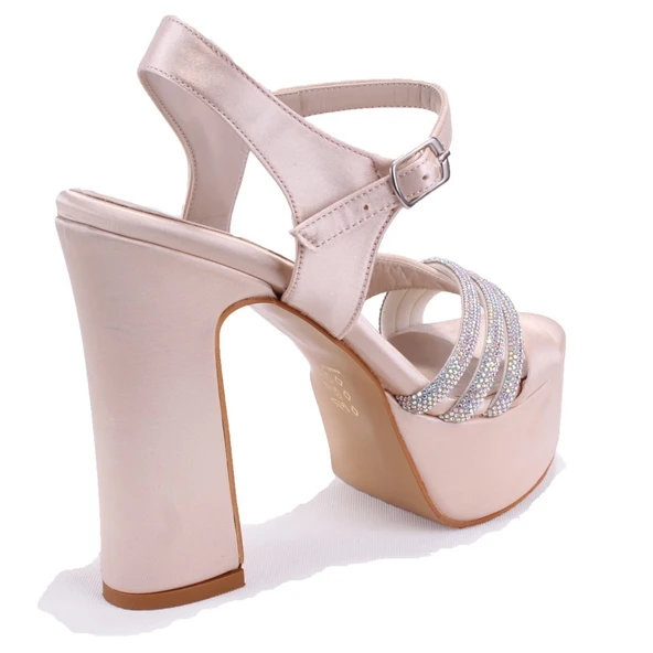 Dagoster DZA07-337351 Ten Saten Platform Topuklu  Kadın Ayakkabı - 4