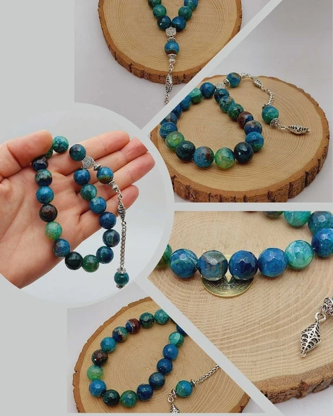 Akik Taşı Faset Kesim 17lik Efe Tesbih 14mm (54366)