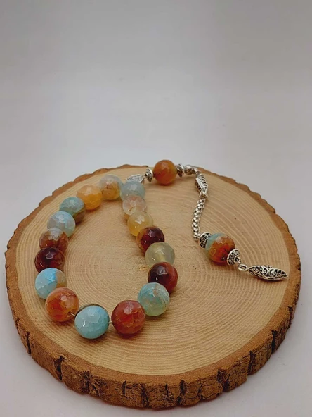 Akik Taşı Faset Kesim 17lik Efe Tesbih 14mm (54380) - Resim 4