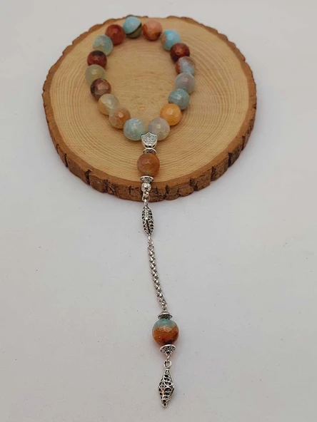 Akik Taşı Faset Kesim 17lik Efe Tesbih 14mm (54380) - Resim 5