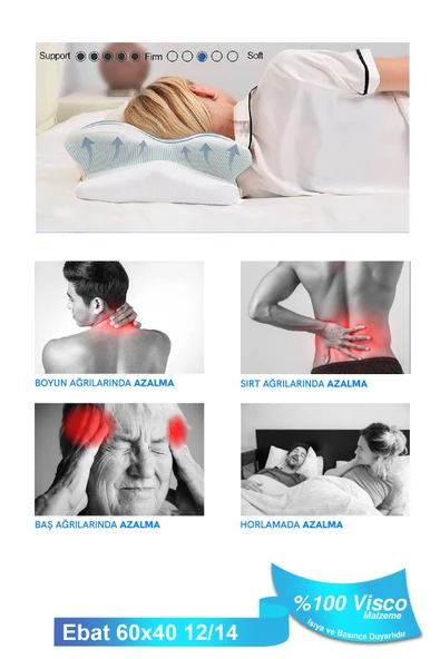 Ortopedik Visco Yastık Boyun Fıtığı Boyun Ağrısı Destekli Güzellik Yastığı Royalrelax - 8