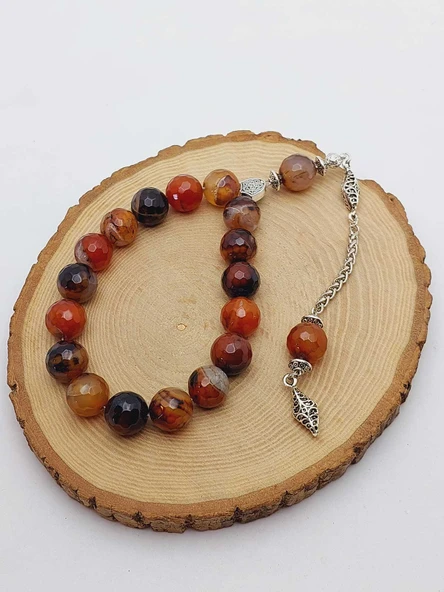 Akik Taşı Faset Kesim 17lik Efe Tesbih 14mm (54384) - Resim 3