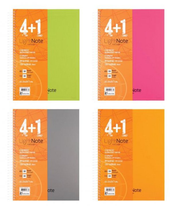 Keskin Color A4 4+1 150 Yaprak Plastik Sert Kapak Seperatörlü Defter