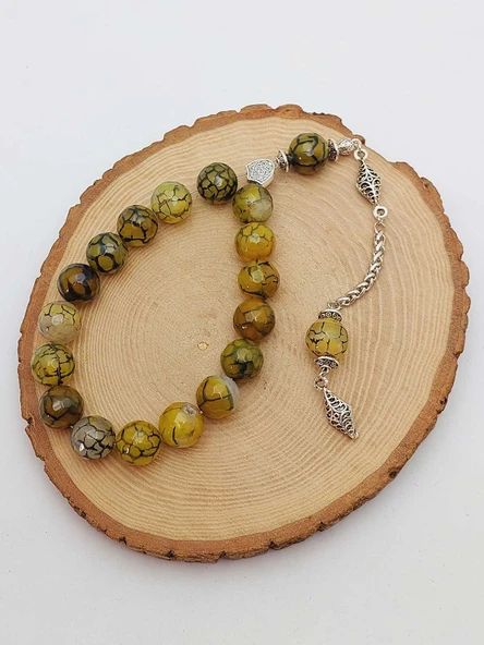 Akik Taşı Faset Kesim 17lik Efe Tesbih 14mm (54370) - Resim 3